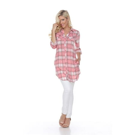 Piper Stretchy Plaid Tunic 06 - Pink & Beige - Small
