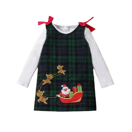 MIHOLL Toddler Girls Christmas 2Pcs Outfit Sets Long Sleeve T Shirts and Santa Embroidery Plaid Suspender Skirt Set
MIHOLL Toddler Girls Christmas 2Pcs Outfit Sets Long Sleeve T Shirts and Santa Embroidery Plaid Suspender Skirt Set