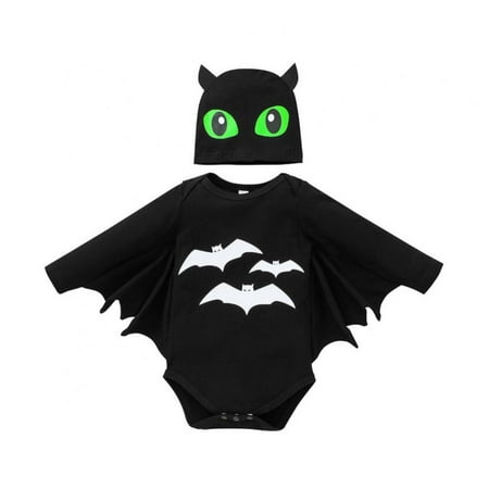 SYNPOS Kids Halloween Bat Outfits Baby Toddler Boys Girls Romper One-Piece Jumpsuit Hat Set 3-24 Months
SYNPOS Kids Halloween Bat Outfits Baby Toddler Boys Girls Romper One-Piece Jumpsuit Hat Set 3-24 Months