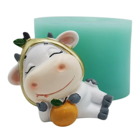 JUNTEX 2021 New Years Mascot Calf Silicone Mold 3D Chocolate Resin Craft Silicone Mold