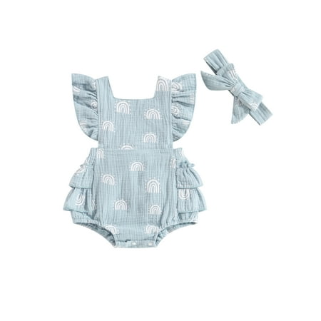 Coduop Newborn Baby Girl Rainbow Print Ruffles Sleeve Tie-Up Backless Bodysuits Jumpsuits+Headband
Coduop Newborn Baby Girl Rainbow Print Ruffles Sleeve Tie-Up Backless Bodysuits Jumpsuits+Headband