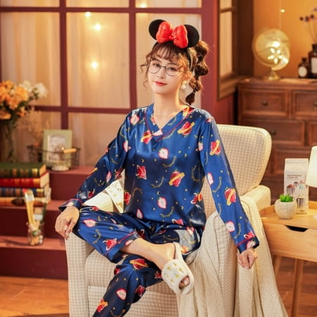 DanceeMangoo Pajamas for Women Autumn New Womens Silk Long Sleeve Loose Print Christmas Women Sleepwear Set Long Pants Home Clothes
DanceeMangoo Pajamas for Women Autumn New Womens Silk Long Sleeve Loose Print Christmas Women Sleepwear Set Long Pants Home Clothes