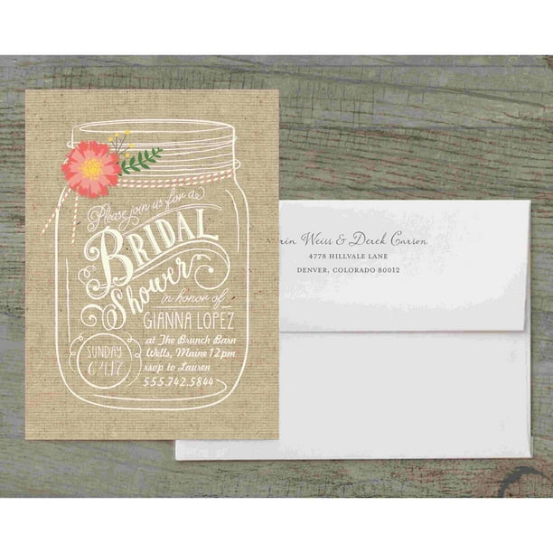 Floral Mason Jar Deluxe Bridal Shower Invitation