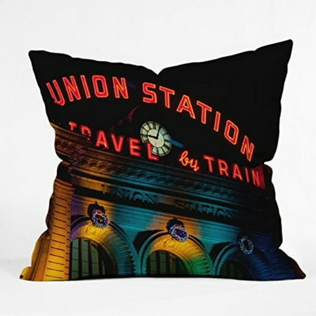 deny designs bird wanna whistle union station throw pillow, 18 x 18