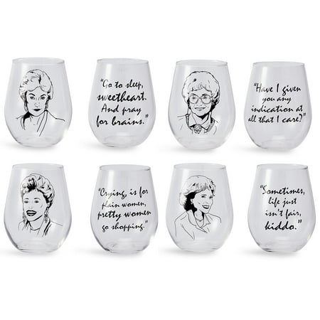 The Golden Girls Stemless Wine Glass Collectible Set of 4| Each Holds 16 Ounces