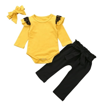 QWERTYU Infant Baby Toddler Girl Boy 3PCS Outfit Ruffle Bodysuit and Pants Set Clothing Set Long Sleeve Yellow
QWERTYU Infant Baby Toddler Girl Boy 3PCS Outfit Ruffle Bodysuit and Pants Set Clothing Set Long Sleeve Yellow