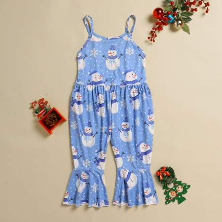 NIUREDLTD Toddler Girls Christmas Sleeveless Cartoon Prints Romper Bell Bottoms Flare Jumpsuit Clothes
NIUREDLTD Toddler Girls Christmas Sleeveless Cartoon Prints Romper Bell Bottoms Flare Jumpsuit Clothes