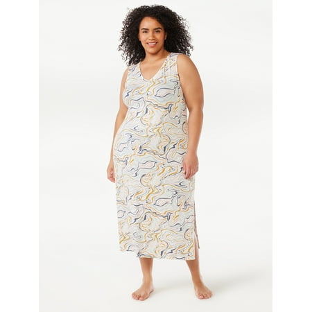 Joyspun Women s Sleeveless Midi Sleep Chemise Sizes S to 4X