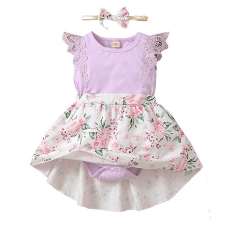 Baby Girls Dress Floral Print Sleeveless Round Neck Ruffle Sleeve Dress +Headband 2Pcs Clothes Set Purple 0-3 Months
Baby Girls Dress Floral Print Sleeveless Round Neck Ruffle Sleeve Dress +Headband 2Pcs Clothes Set Purple 0-3 Months