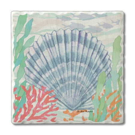 CounterArt Single Absorbent Stone Tumbled Tile Coaster Salt and Sea Teal Shells
CounterArt Single Absorbent Stone Tumbled Tile Coaster Salt and Sea Teal Shells