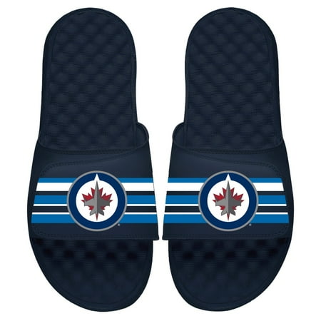 Youth ISlide Navy Winnipeg Jets Stripe Logo Slide Sandals