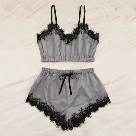 Women Sleepwear Sleeveless Strap Nightwear Lace Trim Satin Cami Top Pajama Sets Note Please Buy One Size Larger
Women Sleepwear Sleeveless Strap Nightwear Lace Trim Satin Cami Top Pajama Sets Note Please Buy One Size Larger