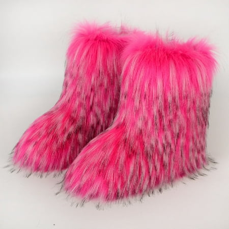 

Women s Snow Boots Fluffy Furry Round Toe Suede Winter Faux Fur Boots Flat Shoes Keep Warm Cold Resistant Various Styles are Available