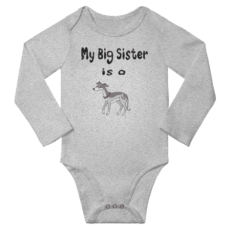 My Big Sister is a Whippet Dog Cute Baby Long Sleeve Clothing Bodysuits Boy Girl (Gray 0-6M)
My Big Sister is a Whippet Dog Cute Baby Long Sleeve Clothing Bodysuits Boy Girl (Gray 0-6M)
