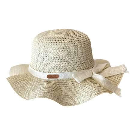 

AOMPMSDX Kids Sun Hats Caps Girls Sunscreen Summer Bow Sun Straw Braided Beach Sun Visor Fisherman S Children Hat