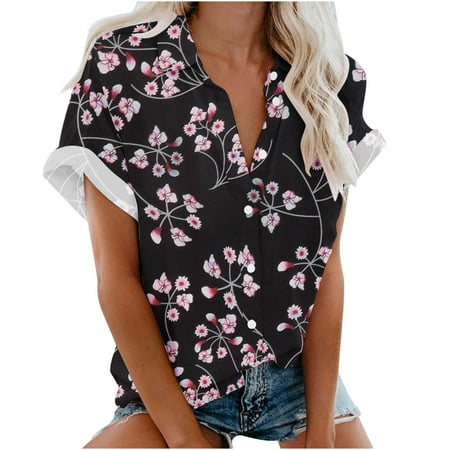 Blouses for Women Women s V-neck Short Sleeves Floral Printed Pattern Casual Tops Blouse Print Shirt Women S Tops Tees & Blouses Black M
Blouses for Women Women s V-neck Short Sleeves Floral Printed Pattern Casual Tops Blouse Print Shirt Women S Tops Tees & Blouses Black M
