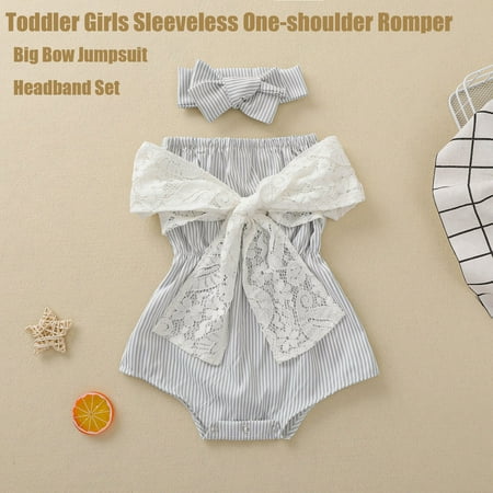 Hunpta Baby Kids Girl s Outfits Sleeveless Stripe Print Lace Bow Off The Shoulder Bodysuit Romper+Headband 2PCS Clothes Set
Hunpta Baby Kids Girl s Outfits Sleeveless Stripe Print Lace Bow Off The Shoulder Bodysuit Romper+Headband 2PCS Clothes Set