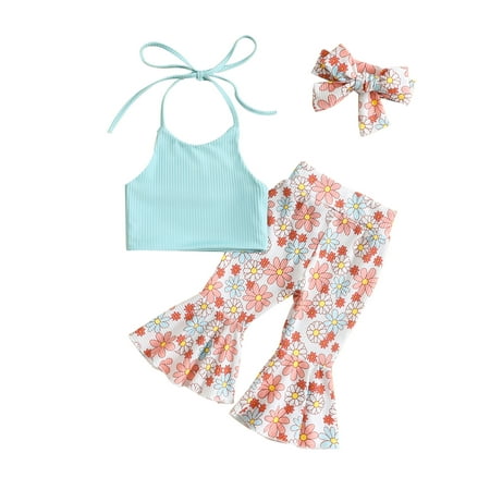 2pcs Toddler Baby Girl Pants Set Tie-up Halterneck Vest Tops + Floral Print Flare Trousers + Hairband
2pcs Toddler Baby Girl Pants Set Tie-up Halterneck Vest Tops + Floral Print Flare Trousers + Hairband