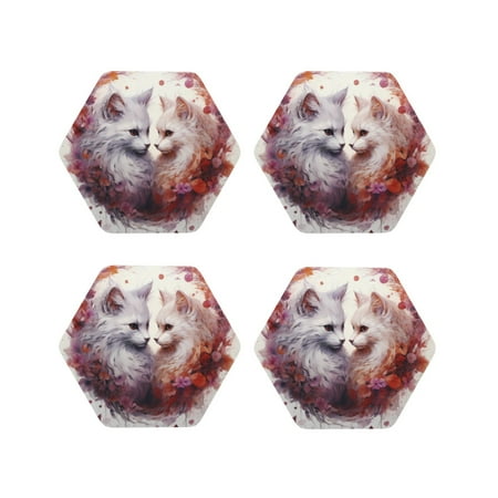 Matuu White Red Cat Couple for Cup Coasters Set of 4 Leather Coasters Desk Coasters for Office Measures 4” x 4”-Hexagon
Matuu White Red Cat Couple for Cup Coasters Set of 4 Leather Coasters Desk Coasters for Office Measures 4” x 4”-Hexagon