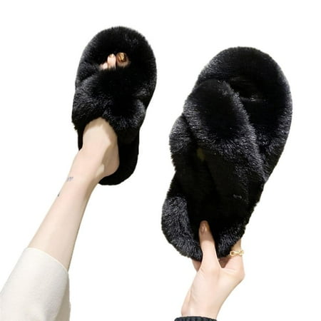 Autumn and Winter Women Solid Color Furry Slippers Non-slip and Wear-resistant Flat Cross House Cotton Slippers
Autumn and Winter Women Solid Color Furry Slippers Non-slip and Wear-resistant Flat Cross House Cotton Slippers