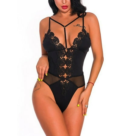 Frontwalk Women Bodysuit One Piece Lace Babydoll Deep V Lingerie Ladies Mini Sleepwear Floral Nightwear Black M
Frontwalk Women Bodysuit One Piece Lace Babydoll Deep V Lingerie Ladies Mini Sleepwear Floral Nightwear Black M