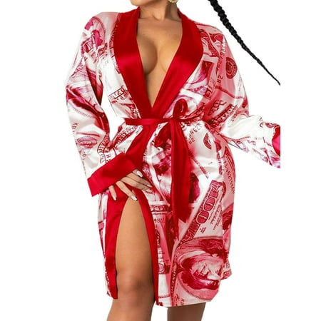 Fiomva Women s Satin Robe Dressing Gown Short Kimono Sleepwear 
Fiomva Women s Satin Robe Dressing Gown Short Kimono Sleepwear