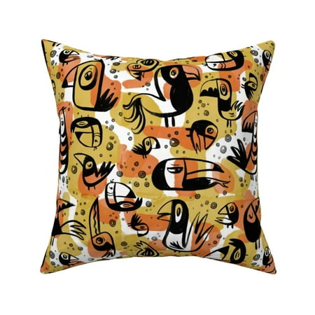 Mid Century Tropical Yellow Throw Pillow Cover w Optional Insert by Roostery