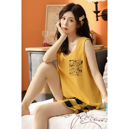 QWZNDZGR Summer 4XL Vest PJ Pajamas For Women Kawaii Girls Sleepwear Cartoon Pajama Sets Pyjamas Yellow Plaid Sleepwear Homewear Fashion
QWZNDZGR Summer 4XL Vest PJ Pajamas For Women Kawaii Girls Sleepwear Cartoon Pajama Sets Pyjamas Yellow Plaid Sleepwear Homewear Fashion