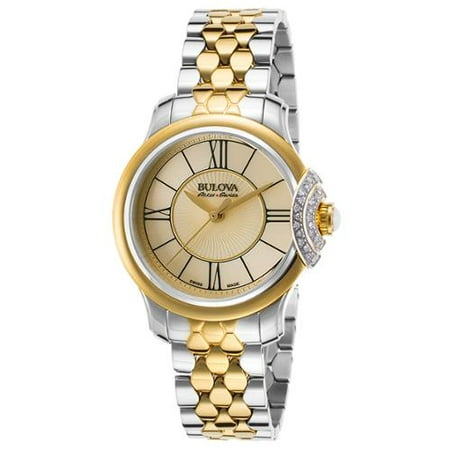 Bulova Accu-Swiss 65R159 Women's Bellecombe Diamond Two-Tone Stainless Steel Gold-Tone Dial Ss Watch
