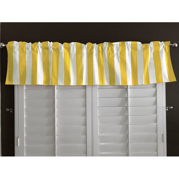 cotton stripe window valance 58 wide 2 inch stripe yellow and white