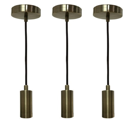 Royal Designs Keyless Antique Brass Cylinder-Shaped Pendant Light with Brown Rayon Fabric Cord Set of 3 Lights
Royal Designs Keyless Antique Brass Cylinder-Shaped Pendant Light with Brown Rayon Fabric Cord Set of 3 Lights