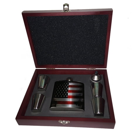 KuzmarK 6 oz. Stainless Steel Flask Set in Rose Wood Presentation Box - American Flag
KuzmarK 6 oz. Stainless Steel Flask Set in Rose Wood Presentation Box - American Flag