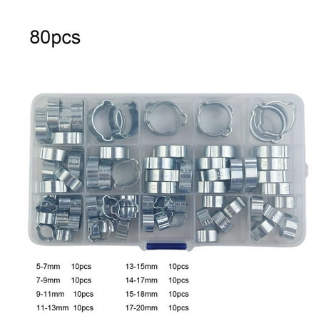 BAMILL 80X DOUBLE EAR CLAMP O CLIPS Crimp Air Silicone Petrol Water Fuel Hose Pipe