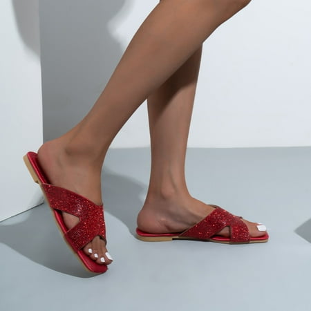 Cathalem Women S Shoes Sandals Fashion Flat Casual Rhinestone Hollow Out Slippers Outdoor Elegant Solid Color Plus Size Sandals Sandal Red 9
Cathalem Women S Shoes Sandals Fashion Flat Casual Rhinestone Hollow Out Slippers Outdoor Elegant Solid Color Plus Size Sandals Sandal Red 9