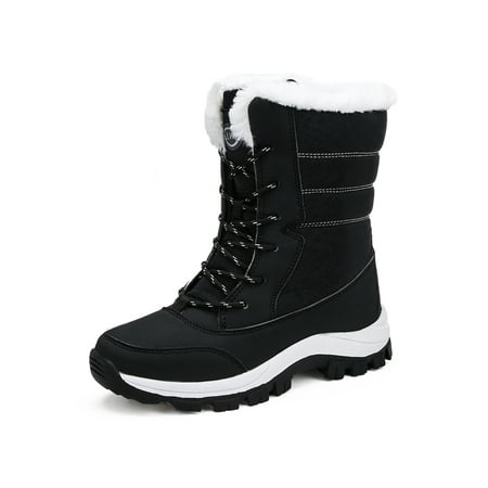 Woobling Ladies Winter Shoes Round Toe Mid-Calf Boots Flat Snow Boot Womens Warm Shoe Fashion Lace Up Comfort Black 9
Woobling Ladies Winter Shoes Round Toe Mid-Calf Boots Flat Snow Boot Womens Warm Shoe Fashion Lace Up Comfort Black 9