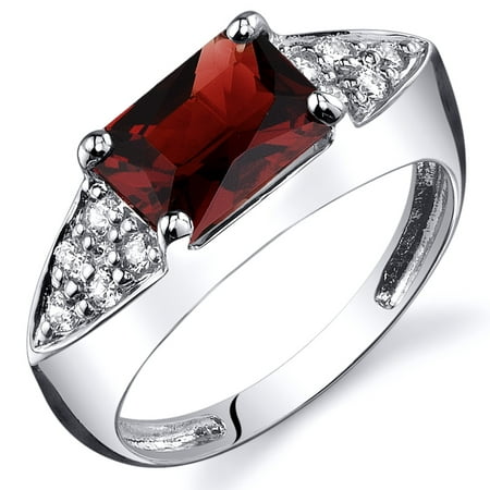 Peora 1.75 Ct Garnet Engagement Ring in Rhodium-Plated Sterling Silver