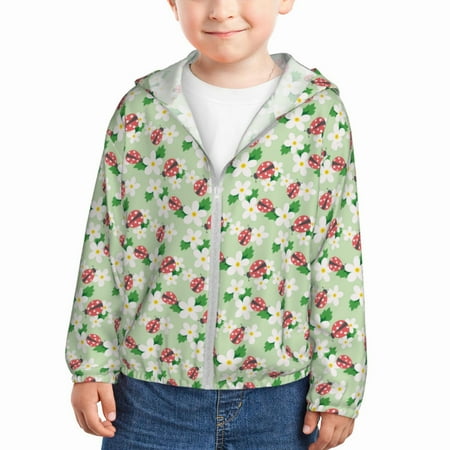 Qekee Flower With Ladybug Print UPF 50+ Kids Sun-Protective Hooded Long Sleeve Rash Guard for Fishing Water Beach Sports -5 Years
Qekee Flower With Ladybug Print UPF 50+ Kids Sun-Protective Hooded Long Sleeve Rash Guard for Fishing Water Beach Sports -5 Years