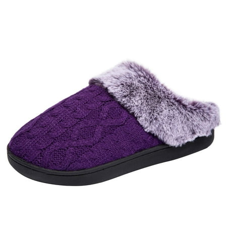 Womens House Slippers Knit Memory Foam Slipper Faux Fur Slip on Bedroom Slipper Indoor Outdoor Purple Size 5-5.5
Womens House Slippers Knit Memory Foam Slipper Faux Fur Slip on Bedroom Slipper Indoor Outdoor Purple Size 5-5.5