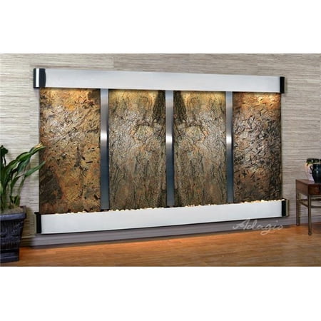 Adagio RFR2002 Regal Falls Round Stainless Steel Green Natural Slate Wall Fountain
