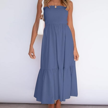 jsaierl Women Summer Bohemian Solid Color Casual Strapless Party Long Maxi Dress for Women 2022
jsaierl Women Summer Bohemian Solid Color Casual Strapless Party Long Maxi Dress for Women 2022