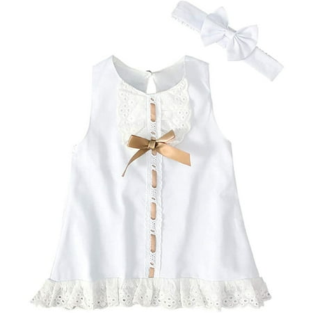 Genuiskids Newborn Baby Girl Summer Dress Clothes Infant Sleeveless Lace Ruffle One Piece Bow Princess Dress with Headband 2pcs
Genuiskids Newborn Baby Girl Summer Dress Clothes Infant Sleeveless Lace Ruffle One Piece Bow Princess Dress with Headband 2pcs