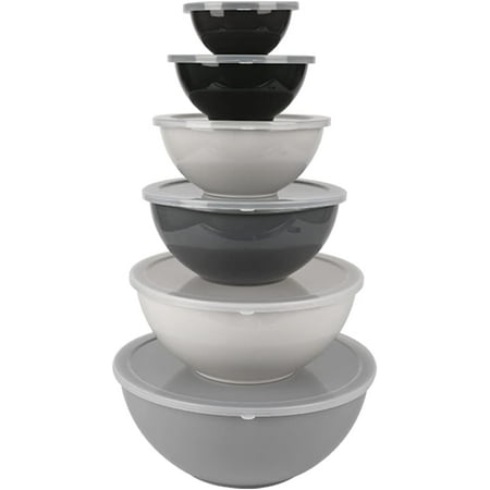 HYKE BPA Free Plastic Round Mixing Bowl with Lids 12 Pack Nesting B with Lids Set Microwave and Dishwasher Safe Prep & Serving B Great for Mixing Ba Serving (Grey 12pcs)
HYKE BPA Free Plastic Round Mixing Bowl with Lids 12 Pack Nesting B with Lids Set Microwave and Dishwasher Safe Prep & Serving B Great for Mixing Ba Serving (Grey 12pcs)