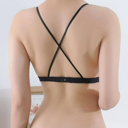 QWERTYU Breathable Adjustable Straps Daily Bras for Women Sexy Bralettes Tube Top Bra Black M