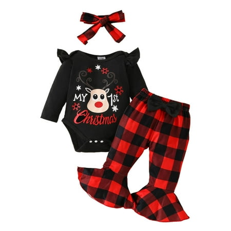 Dpytoraw Infant Girls Long Sleeve Christmas Letter Romper Bodysuit Cartoon Deer Prints Plaid Bell Bottoms Pants Outfits Size 12-18 Months
Dpytoraw Infant Girls Long Sleeve Christmas Letter Romper Bodysuit Cartoon Deer Prints Plaid Bell Bottoms Pants Outfits Size 12-18 Months