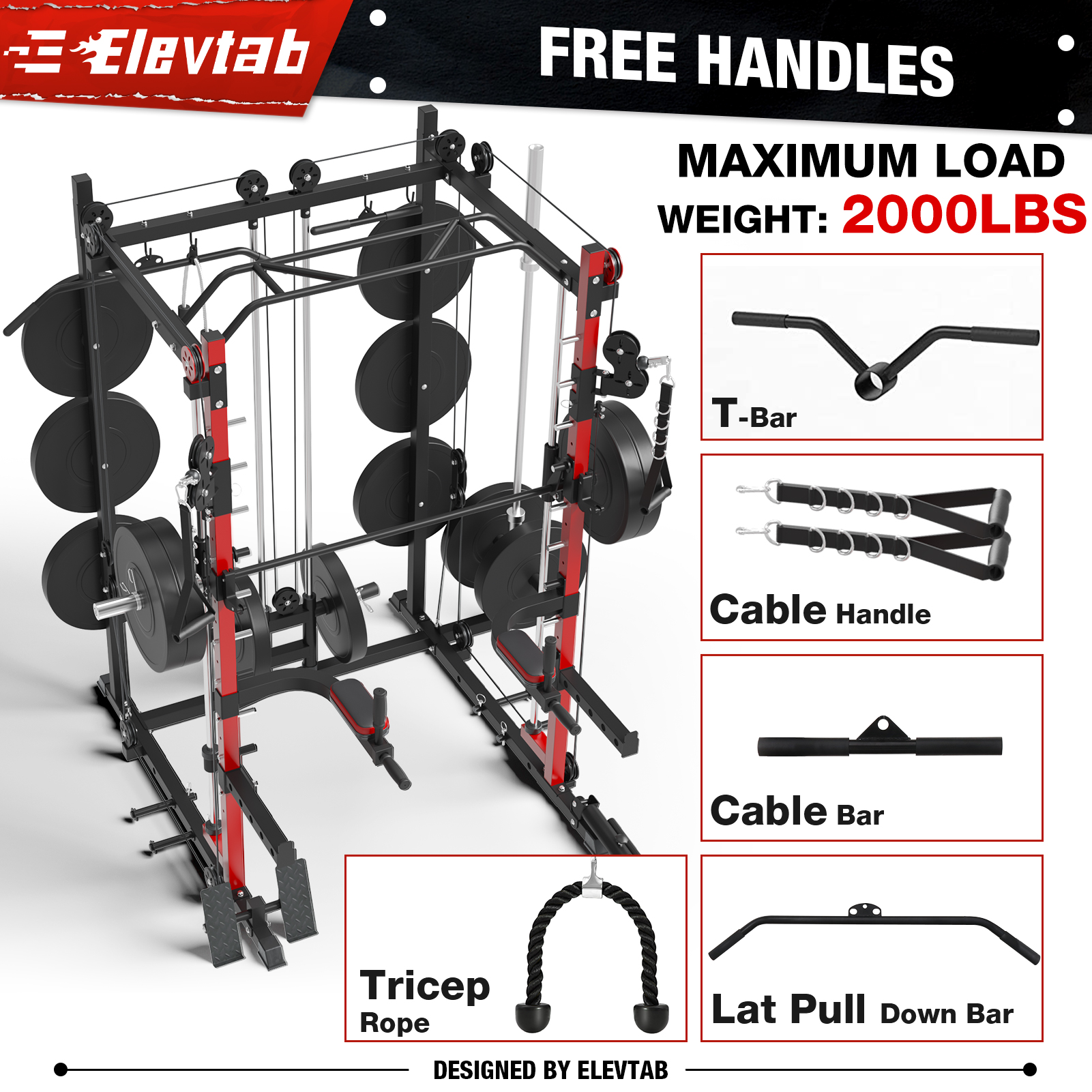 Buy Elevtab Smith Machine Home Gym Lbs Squat Rack With Lat Pull