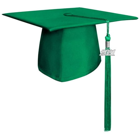 Endea Graduation Matte Cap & Tassel with Silver Date Drop (2022 Green)