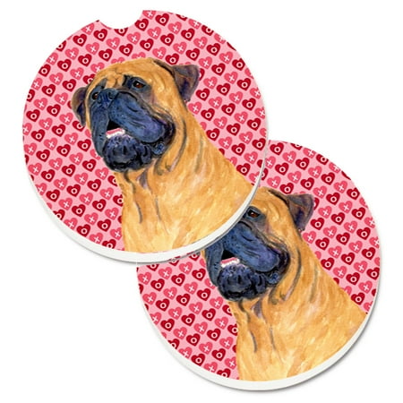Carolines Treasures SS4520CARC Mastiff Hearts Love and Valentines Day Portrait Set of 2 Cup Holder Car Coasters Large