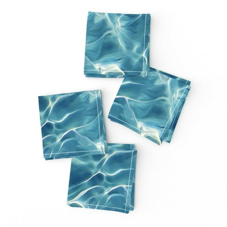 Cocktail Napkins Ocean Waves Sea Reef Water Swimming Pacific Set of 4
