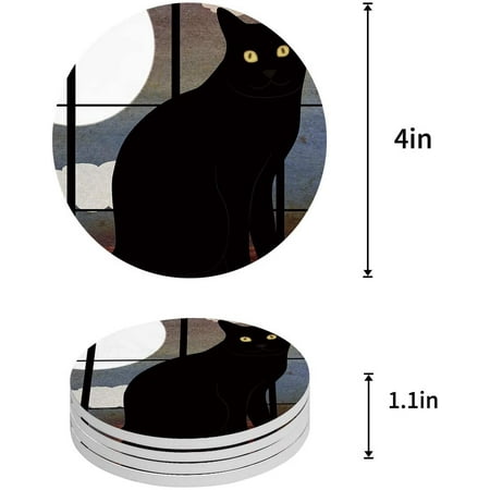 KXMDXA Cartoon Black Cat Pattern Set of 4 Round Coaster for Drinks Absorbent Ceramic Stone Coasters Cup Mat with Cork Base for Home Kitchen Room Coffee Table Bar Decor
KXMDXA Cartoon Black Cat Pattern Set of 4 Round Coaster for Drinks Absorbent Ceramic Stone Coasters Cup Mat with Cork Base for Home Kitchen Room Coffee Table Bar Decor