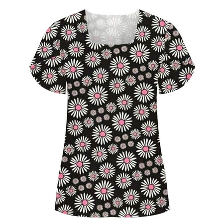 

Yourumao Women Clearance Tops Daisy Flower Graphic Slim Tunics Blouses for Teen Girls Summer Fall Split Short Sleeve Sweetheart Neckline Blouses Bustier Women Clothing Fashion Country